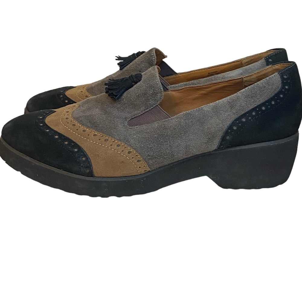 gentle souls Suede Tassel Loafers in Gray, Brown, Black